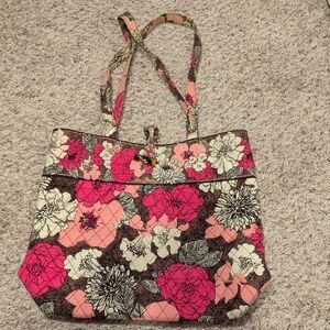 Vera Bradley Floral Tote - Pink, Brown, and Cream